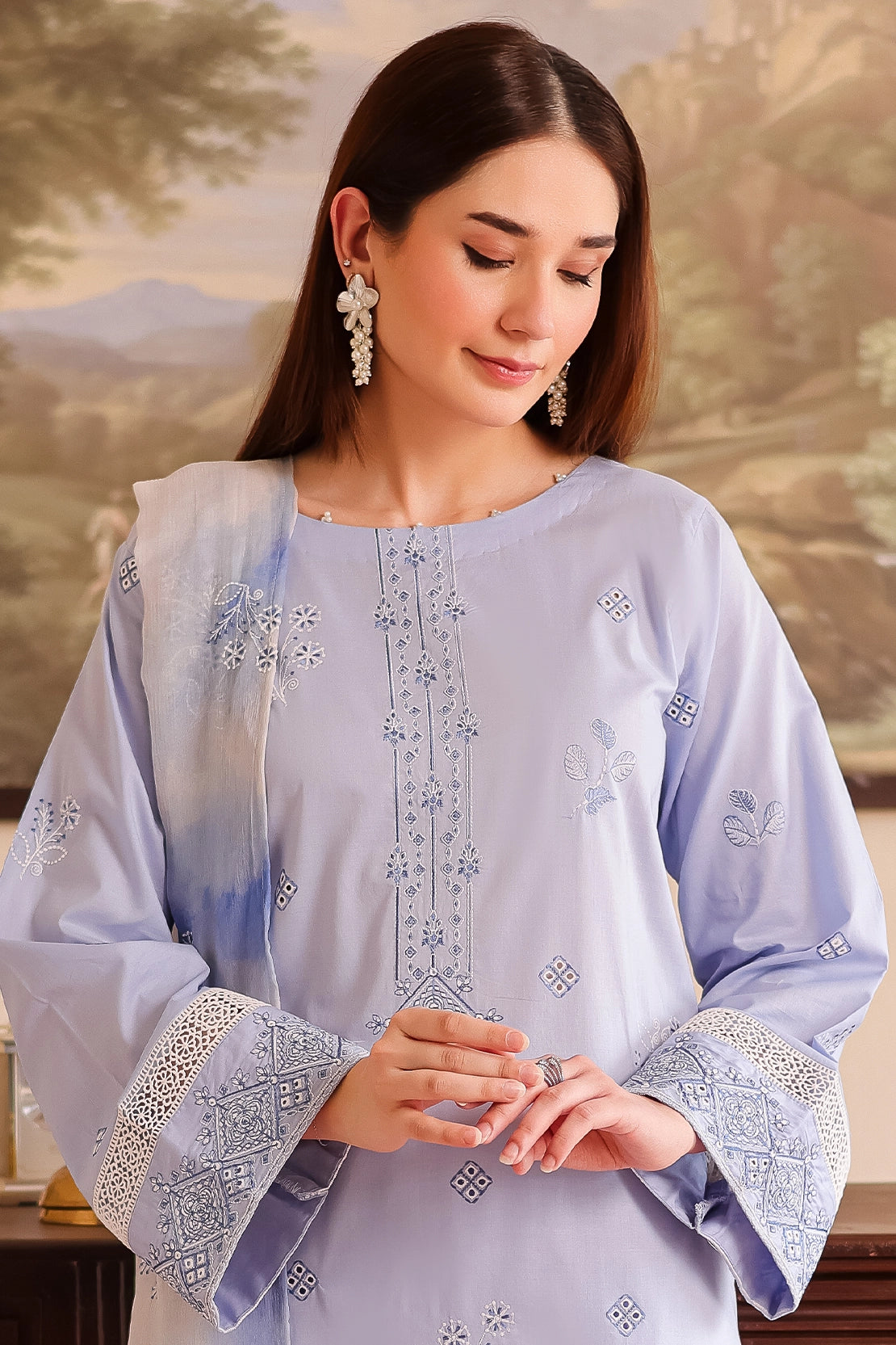 Rashid Tex 3 Piece Premium Embroidered Lawn 507 - White For Summer