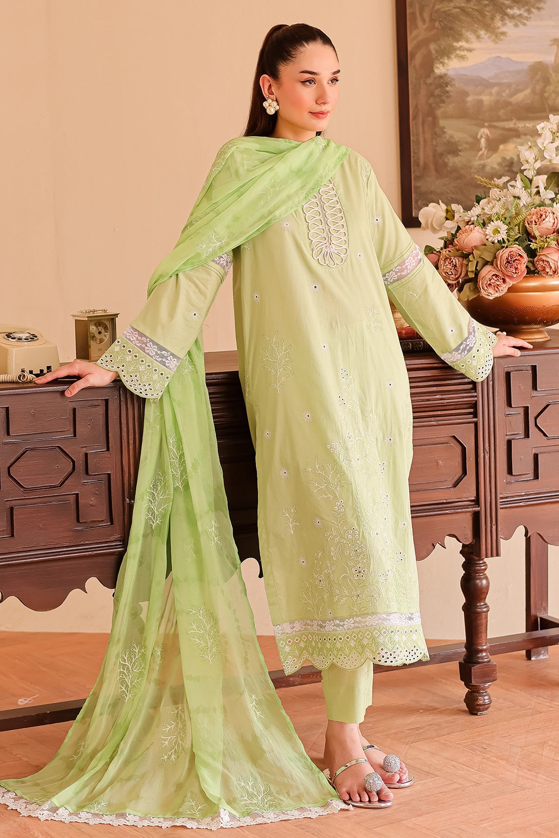 Rashid Tex 3 Piece Premium Embroidered Lawn 508 - White For Summer