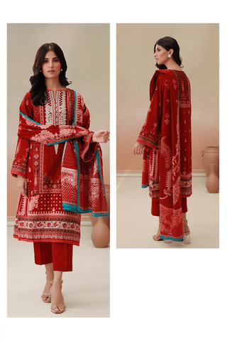 Zellbury Digital Printed Embroidered Khaddar Unstitched 3pc suit WUW23E30758
