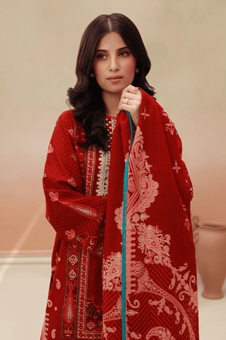 Zellbury Digital Printed Embroidered Khaddar Unstitched 3pc suit WUW23E30758