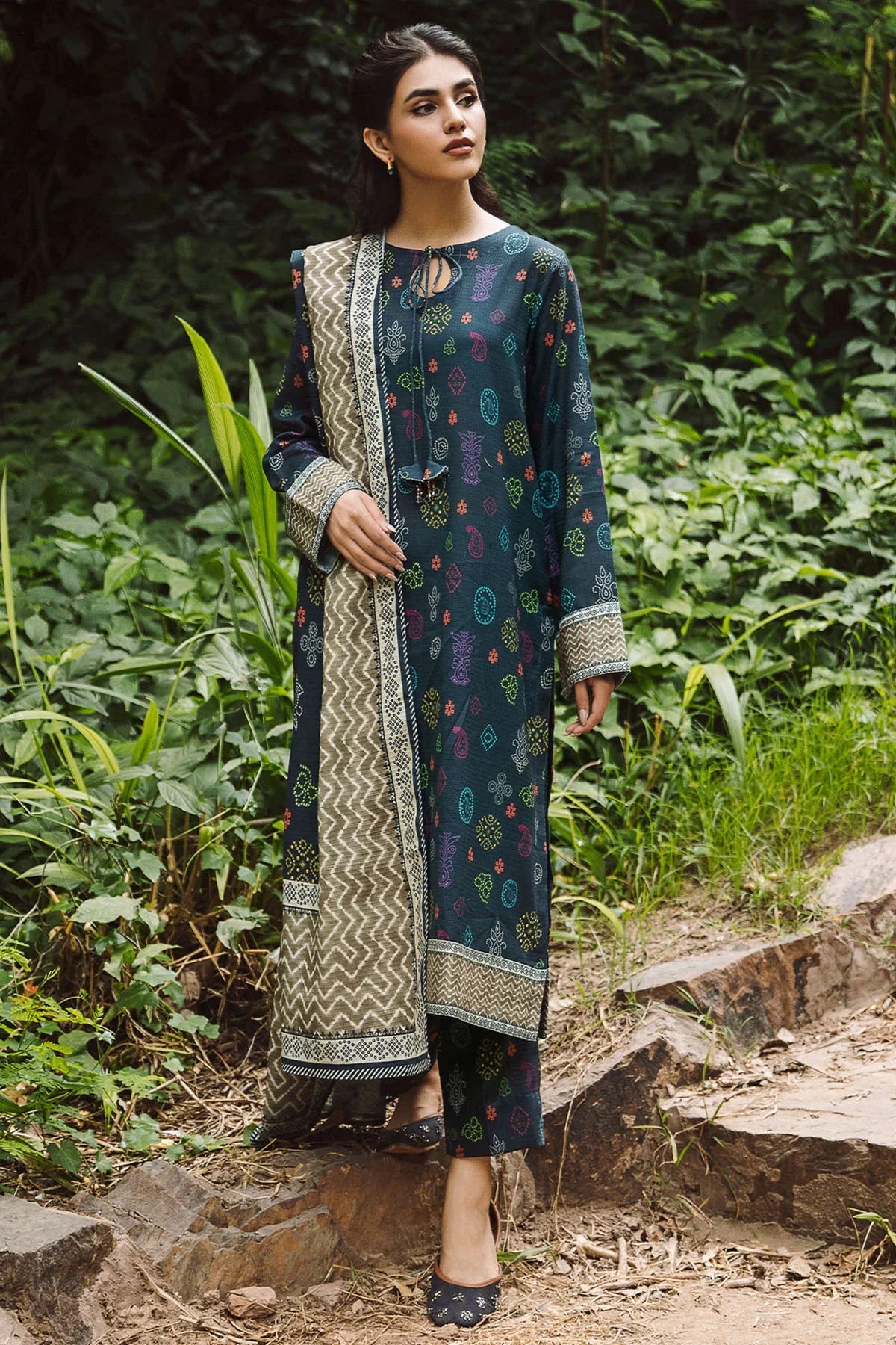 RANG BY MOTIFZ PRINTED DOBBY KHADDAR UNSTITCHED SUIT 4345-OBSIDIAN