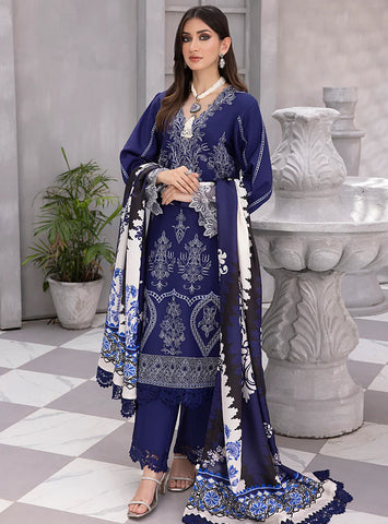 Rang Rasiya Florence Embroidered Linen Unstitched 3Pc Suit D-06 AMAYA