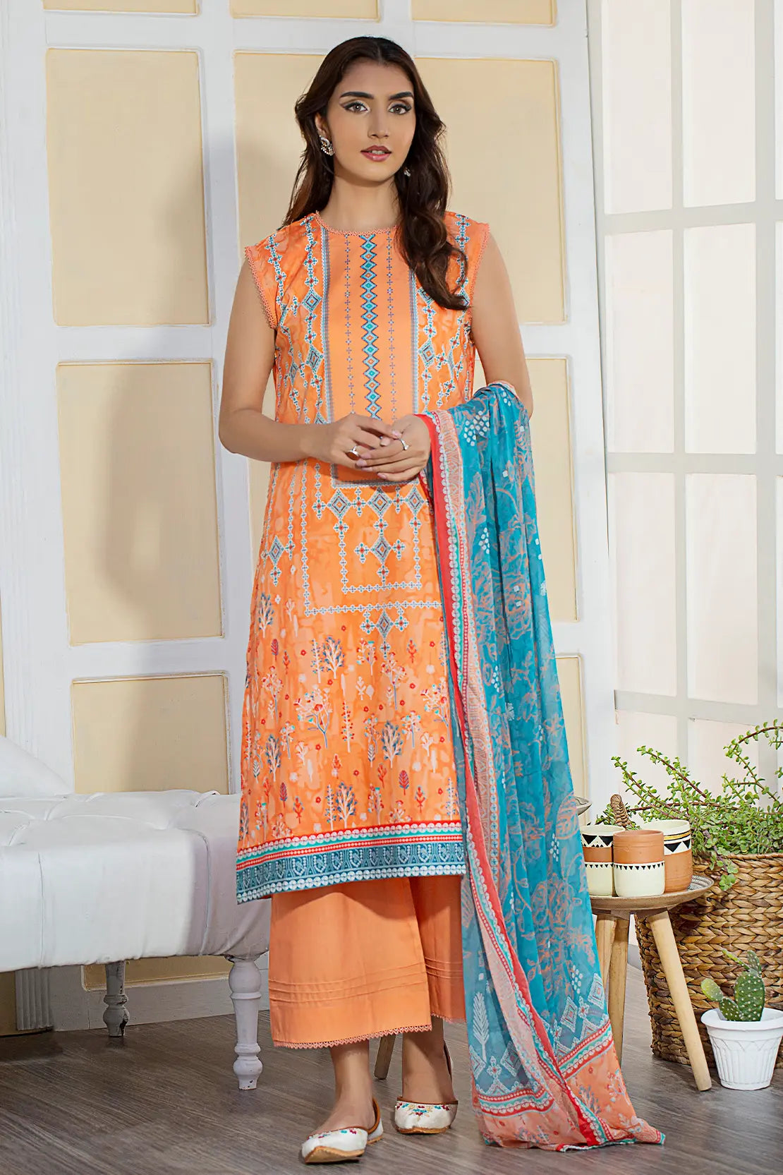 RASHID TEXTILE MIRAL LUXURY PRINTED CAMBRIC 3PC SUIT 8130