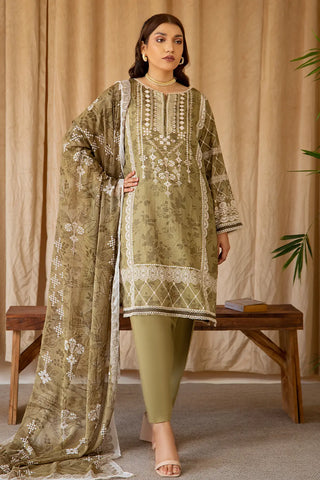 Rashid Textile Luxury Printed Cotton Satin 3pc Unstitched suit 8232