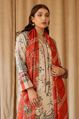 Rashid Textile Luxury Printed Cotton Satin 3pc Unstitched suit 8235