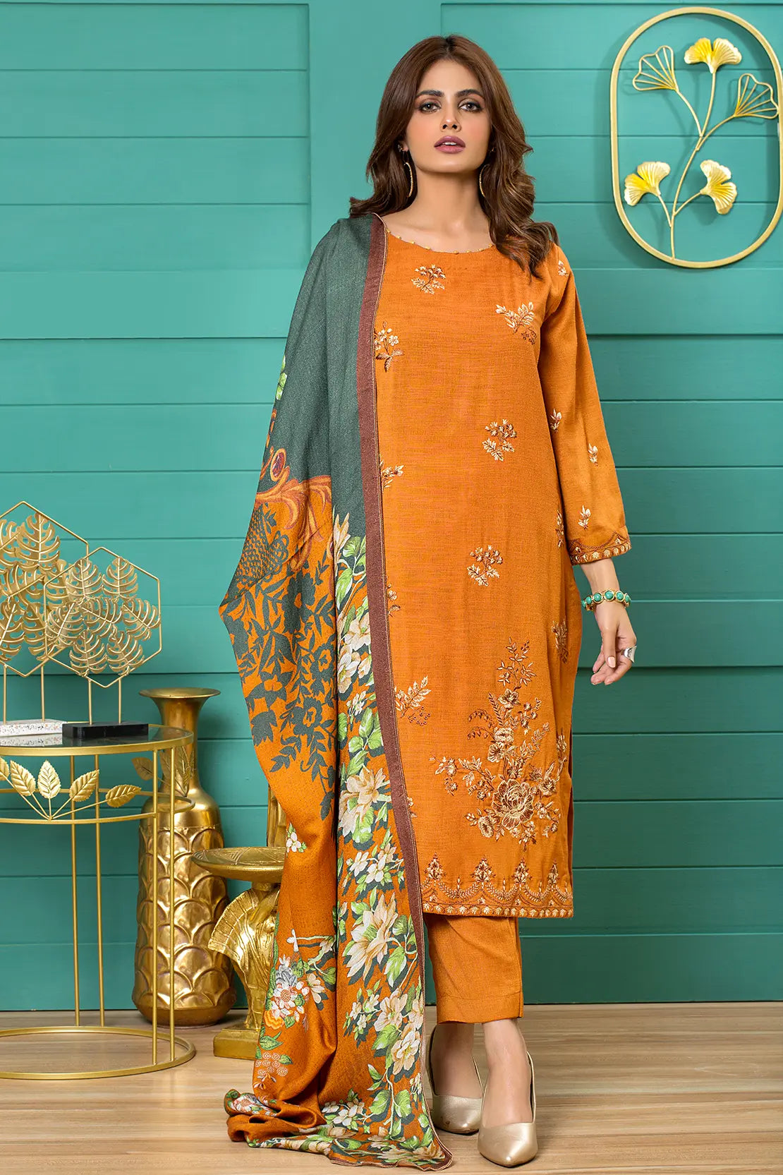 Rashid Textile 3Piece Unstitched Luxury Embroidered Mulberry Peach – 904