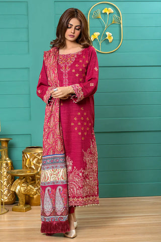 Rashid Textile 3Piece Unstitched Luxury Embroidered Mulberry Peach – 905