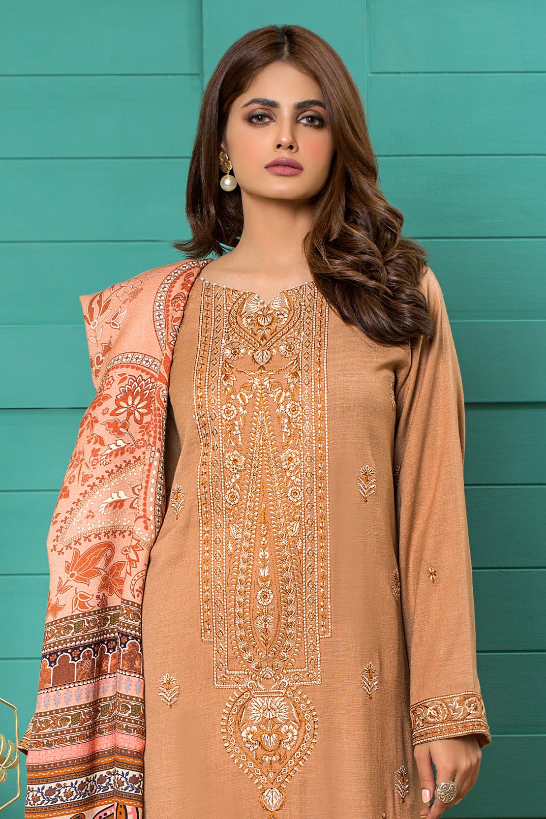 Rashid Textile 3Piece Unstitched Luxury Embroidered Mulberry Peach – 907