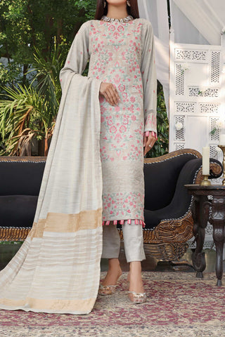 RIWAAJ LEATHER EMBROIDERED WINTER 3PC UNSTITCHED SUIT D-05