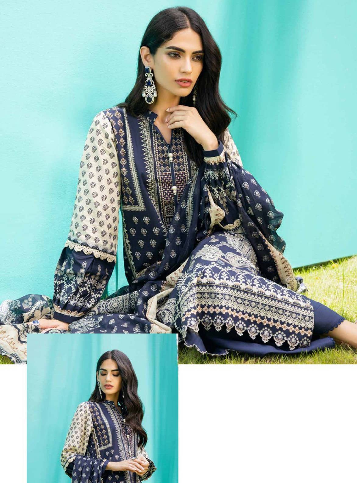 Gul Ahmad Three Piece Printed Cambric Dress (GA-42)