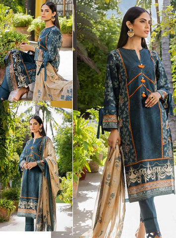 Gul Ahmad Three Piece Printed Cambric Dress (GA-45)