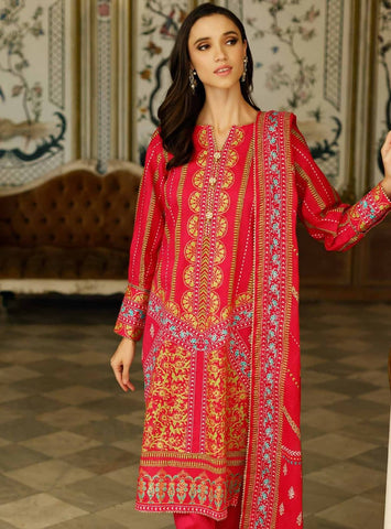 Gul Ahmad Three Piece Printed Cambric Dress (GA-51)