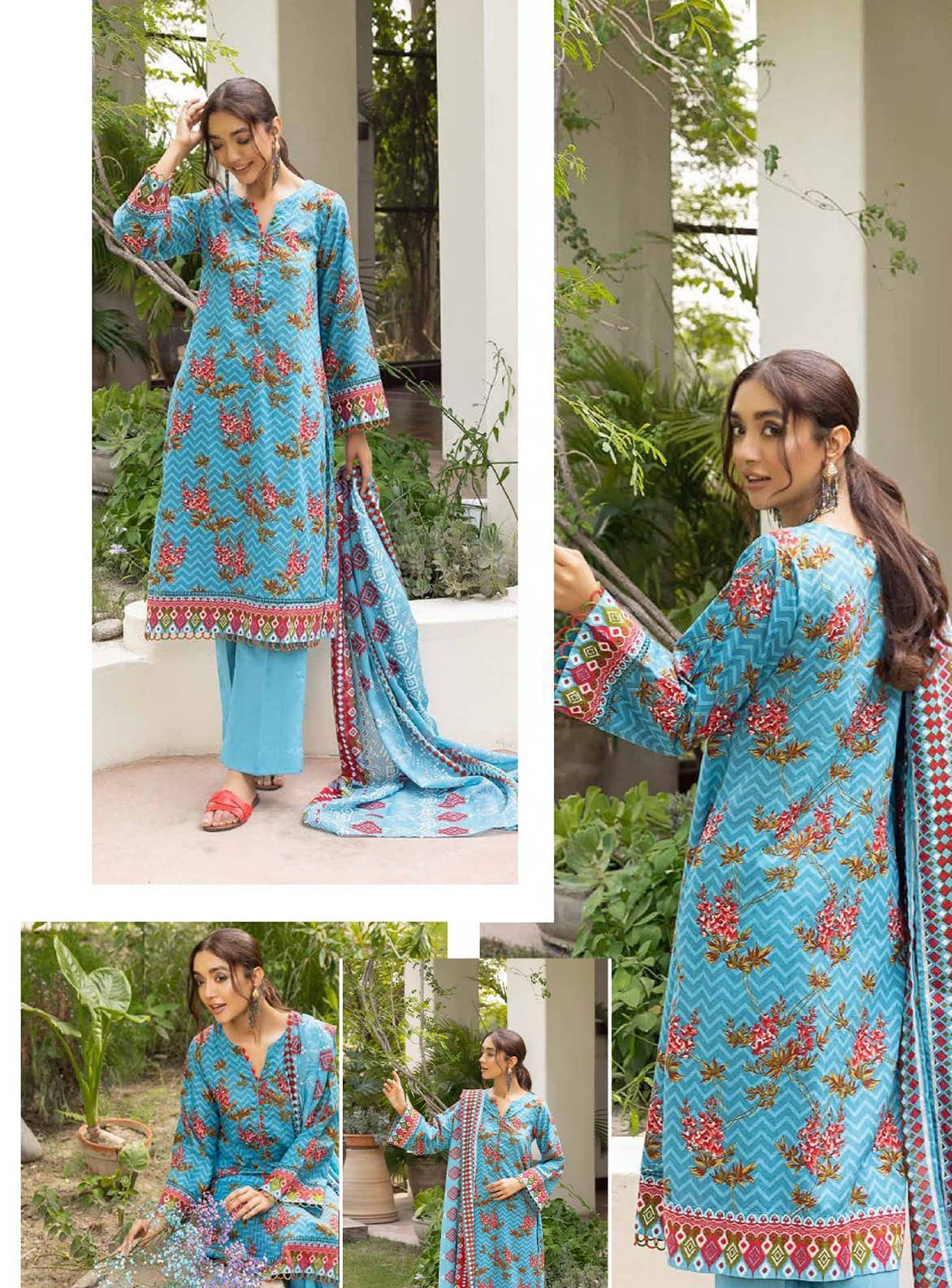 Gul Ahmad Three Piece Printed Cambric Dress (GA-60)
