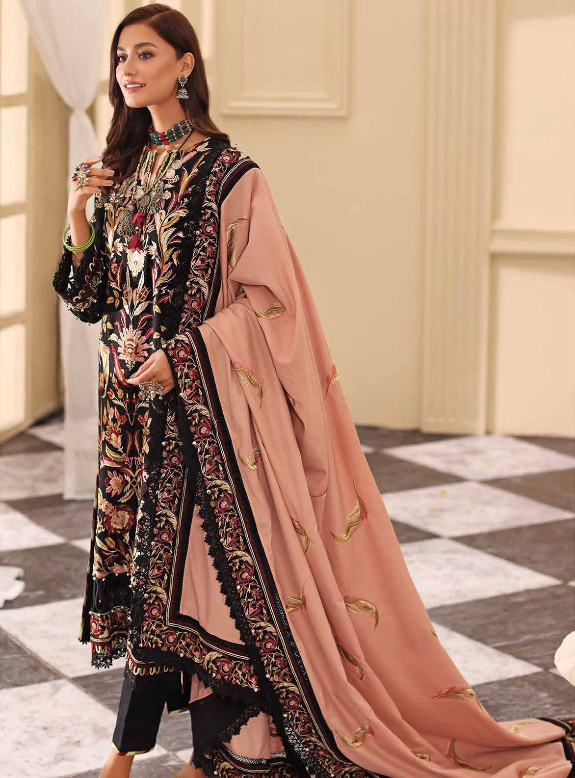 Gul Ahmed 3 Pc Pashmina Shawl Unstitched Dress (PS 07)