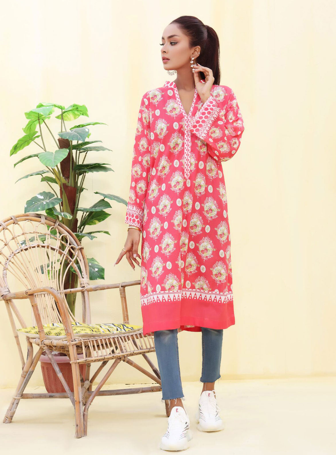 ZOELLA – KURTI UNSTITCHED- DIGITAL PRINTED LAWN- 1 PC