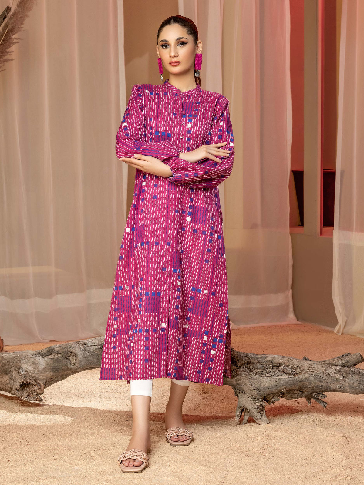 Limelight Winter printed khaddar Unstitched Single Shirt U3087 Pink