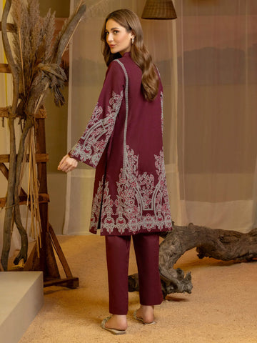 Limelight Winter printed khaddar Unstitched 2pc Suit U3133 Maroon