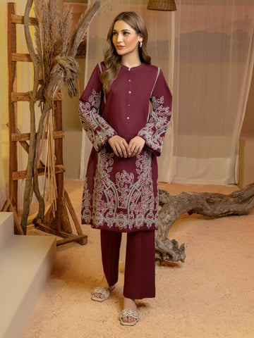 Limelight Winter printed khaddar Unstitched 2pc Suit U3133 Maroon
